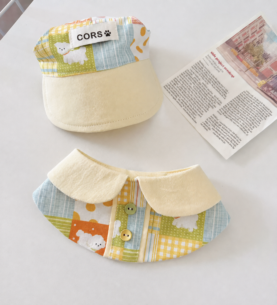 Color Block Spliced Pet Bib Set
