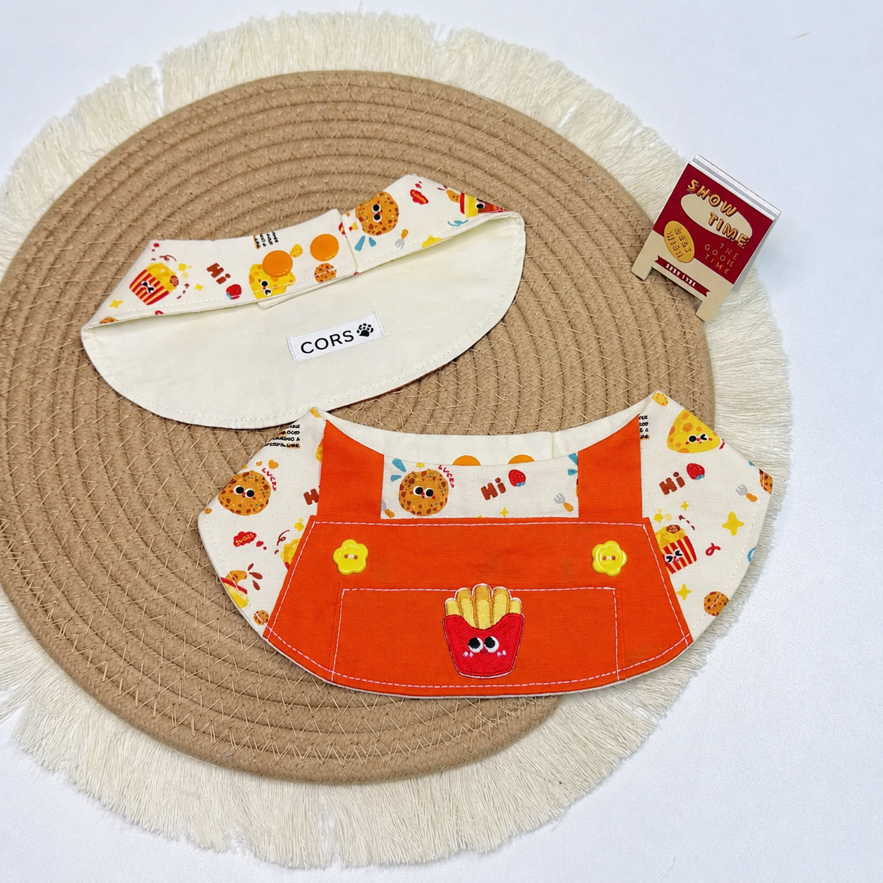 Fries‑Print Orange Pet Bandana