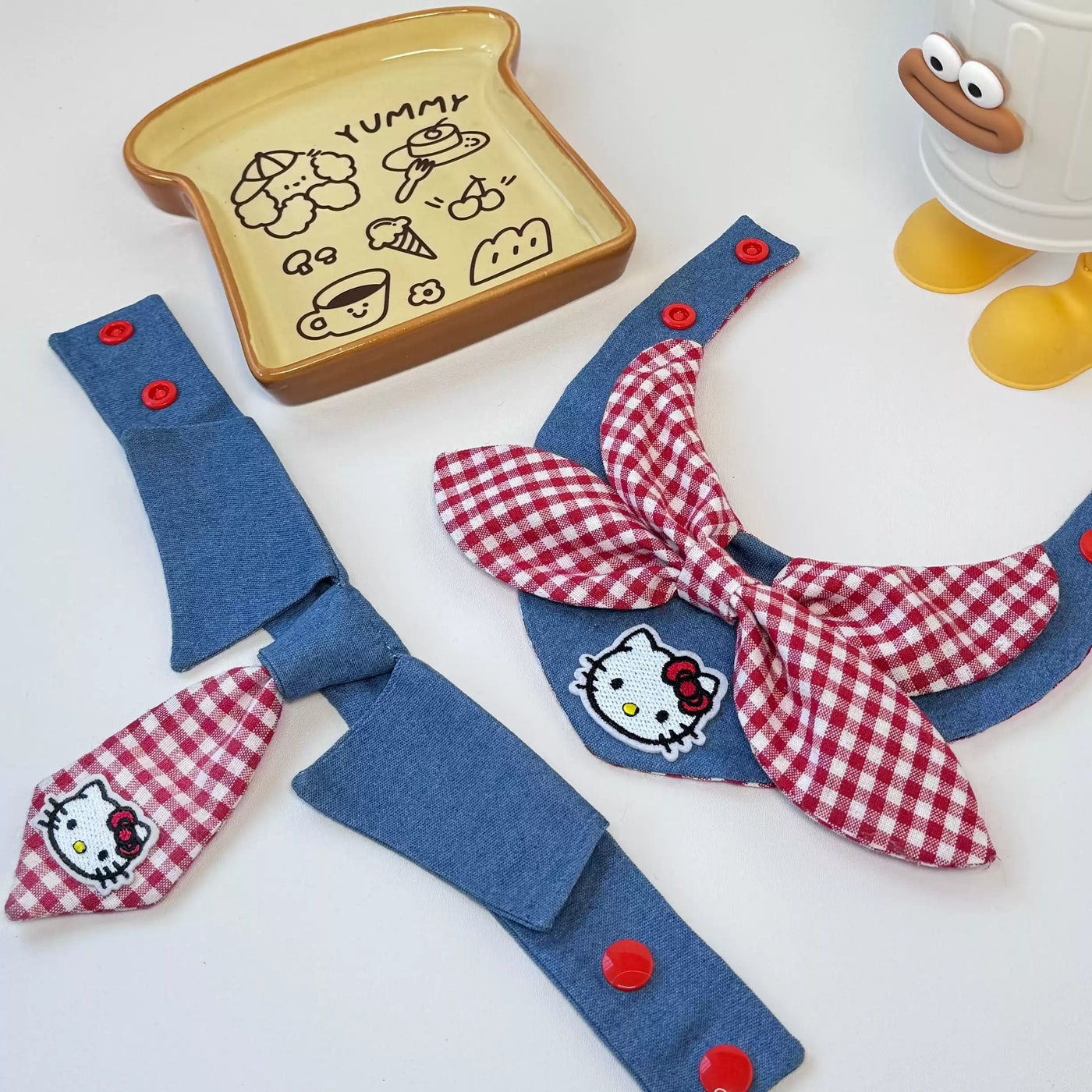 Denim Kitty Bow‑Tie Pet Bandana