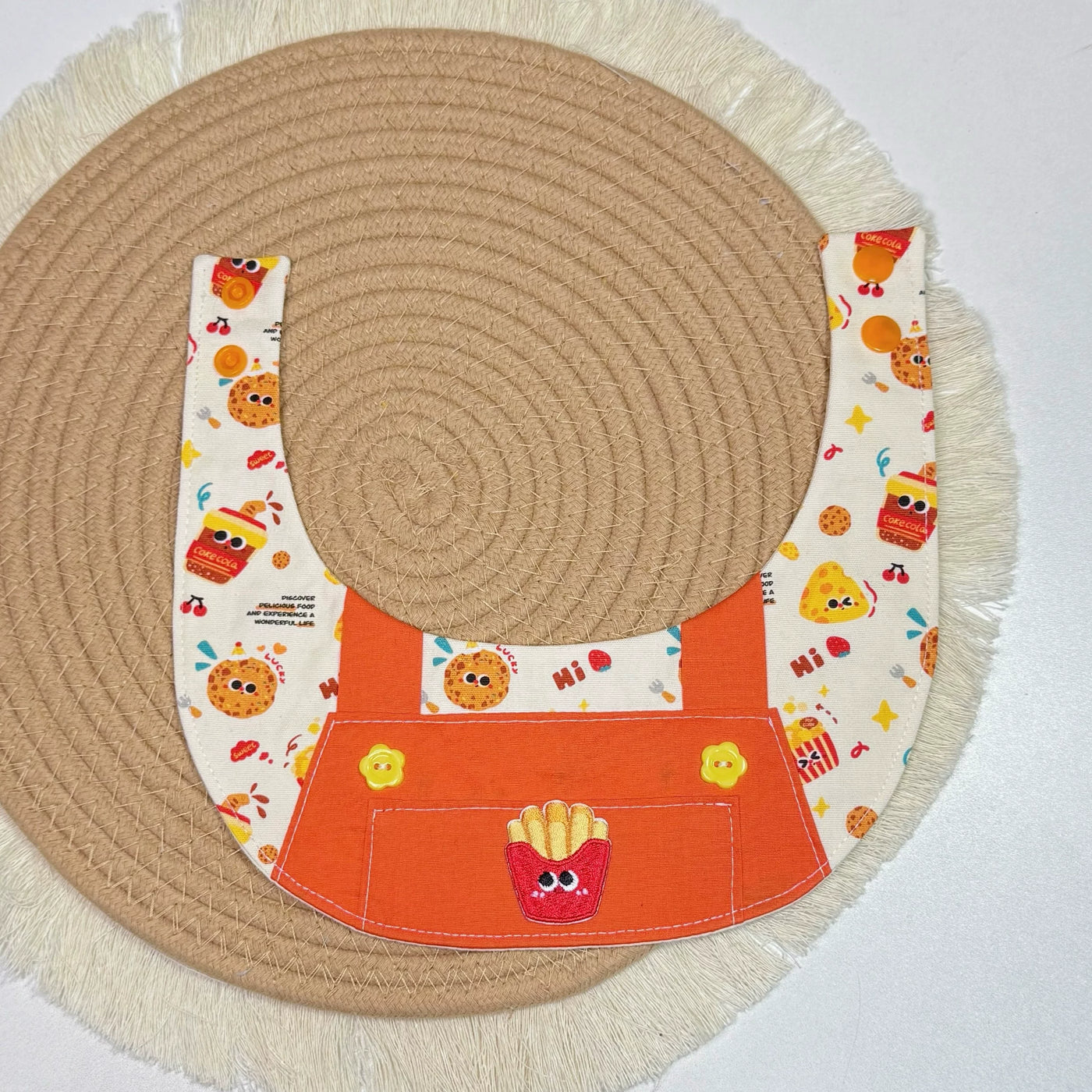 Fries‑Print Orange Pet Bandana