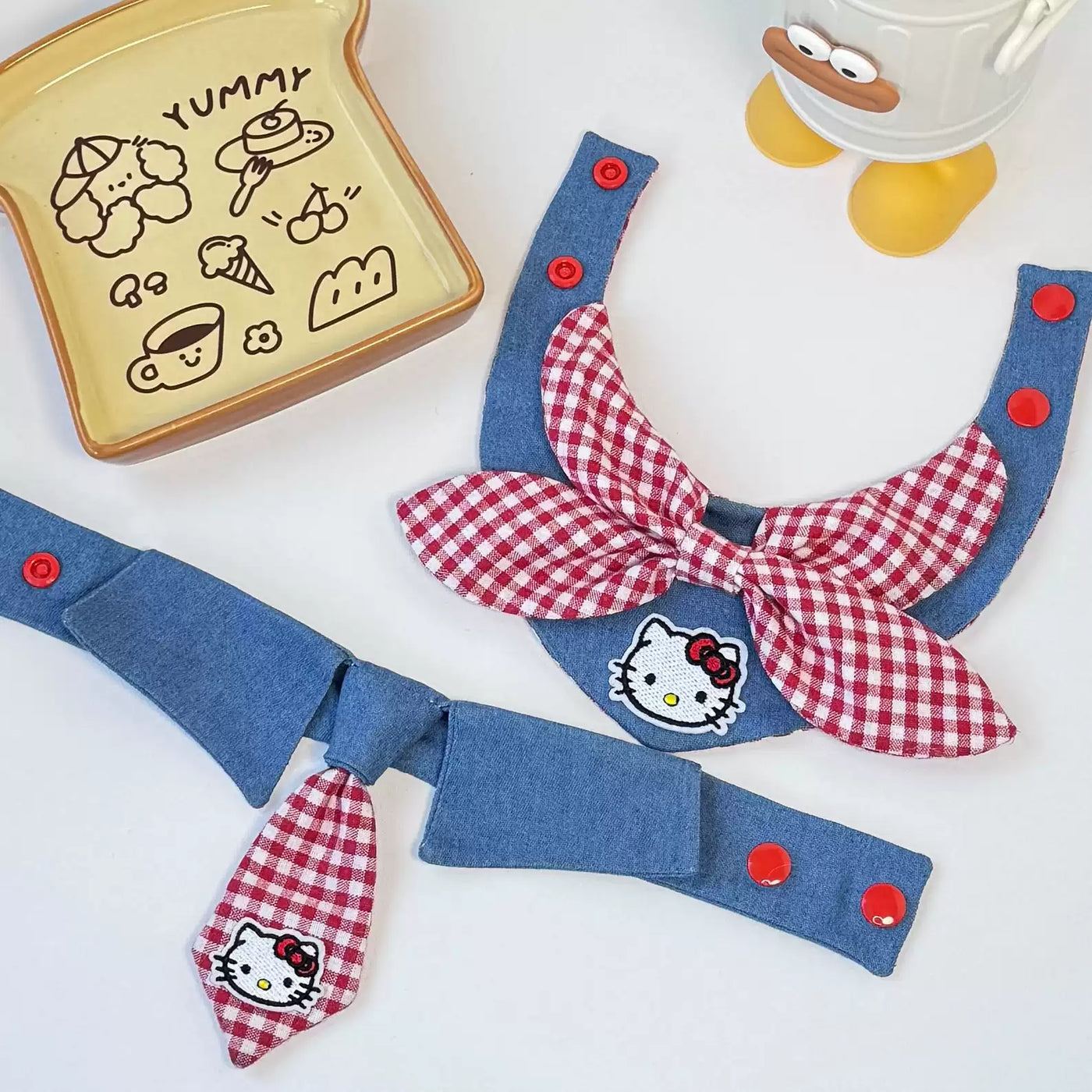 Denim Kitty Bow‑Tie Pet Bandana