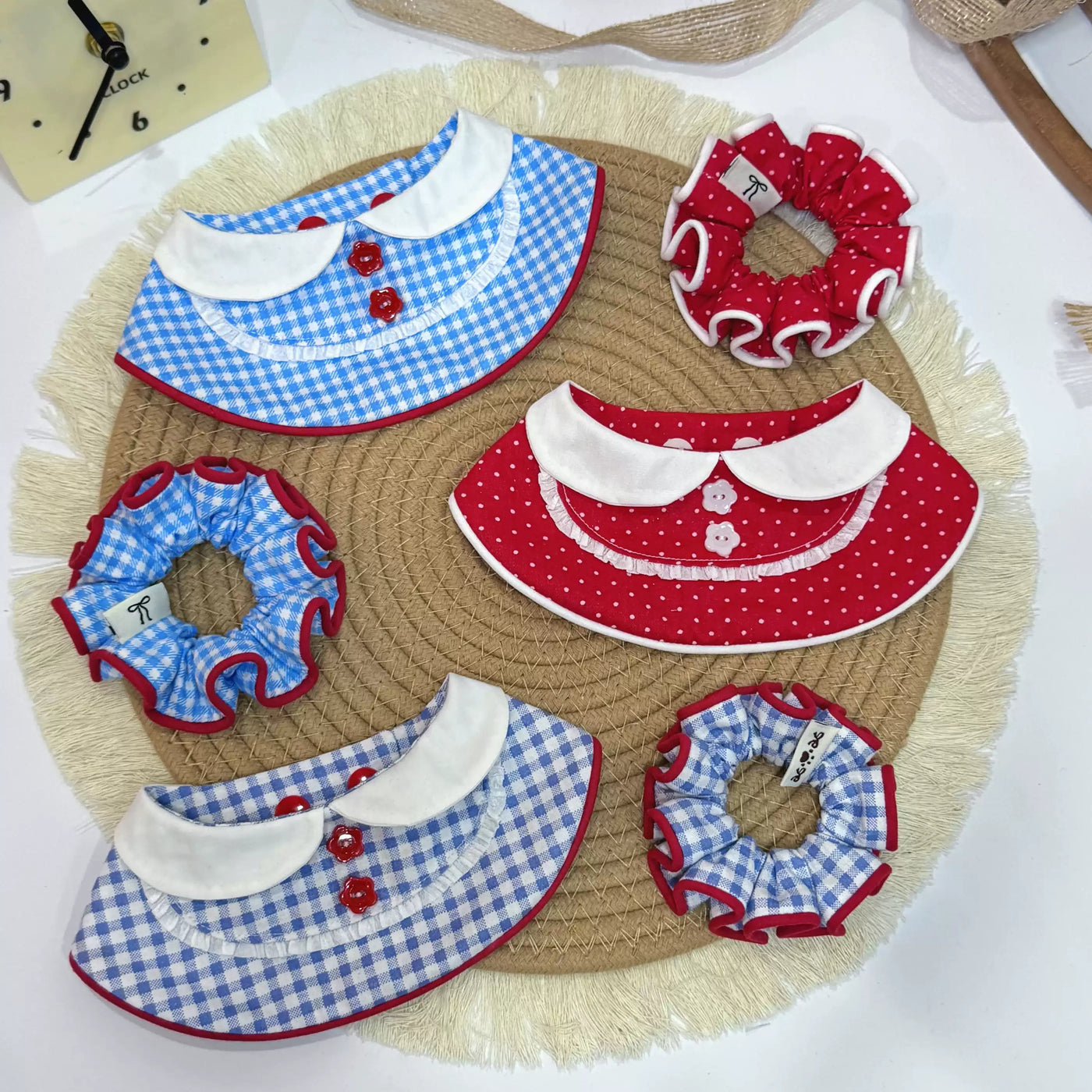 Plaid Pet Bandana Bib Set
