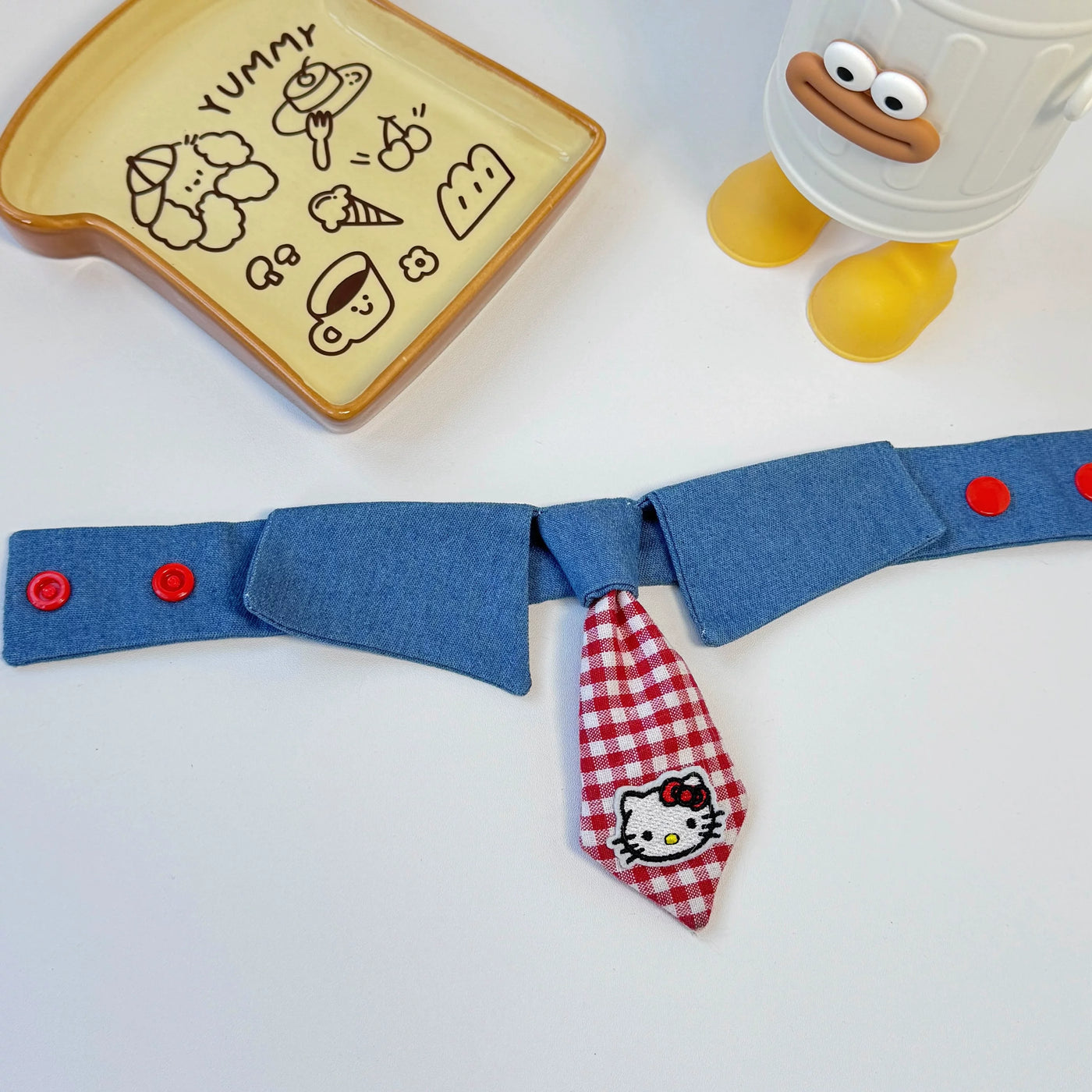 Denim Kitty Bow‑Tie Pet Bandana