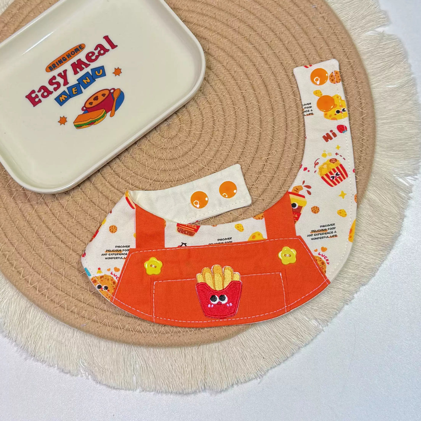 Fries‑Print Orange Pet Bandana