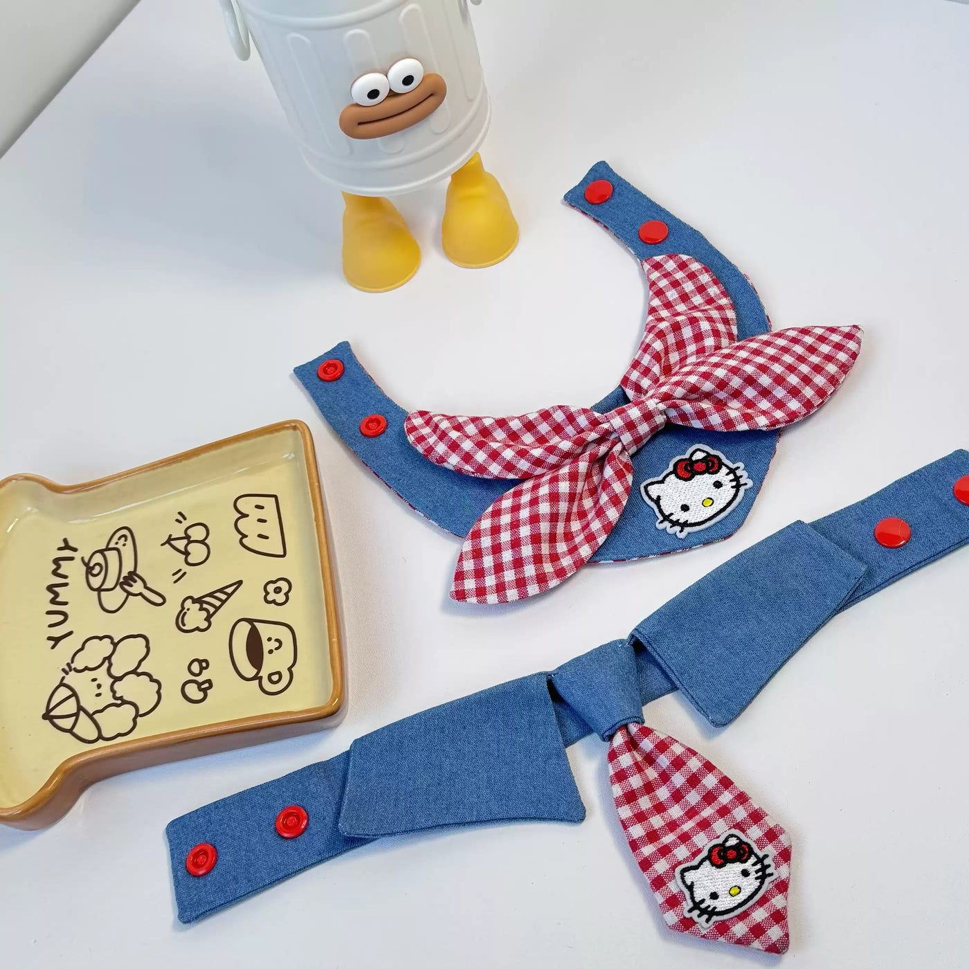 Denim Kitty Bow‑Tie Pet Bandana