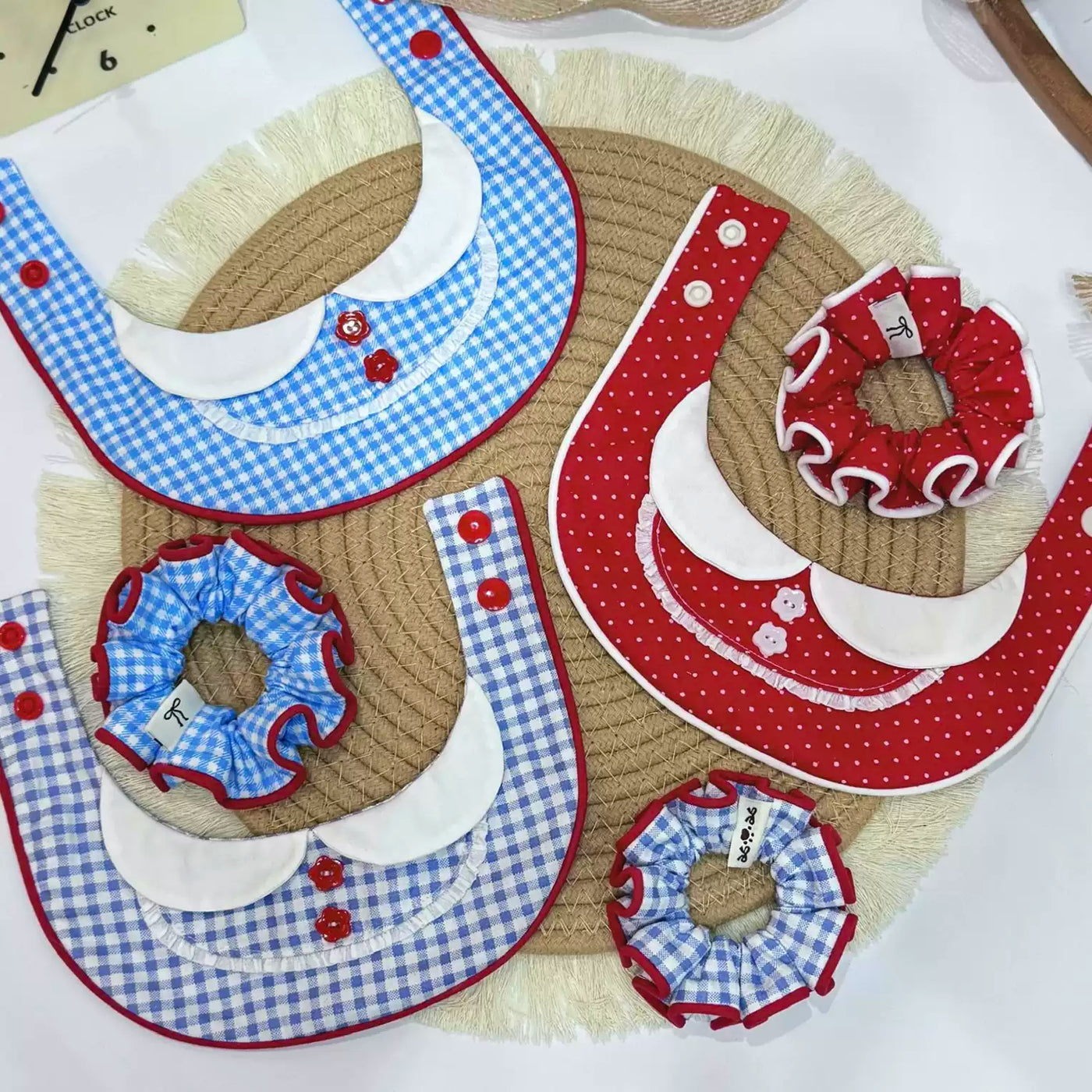 Plaid Pet Bandana Bib Set