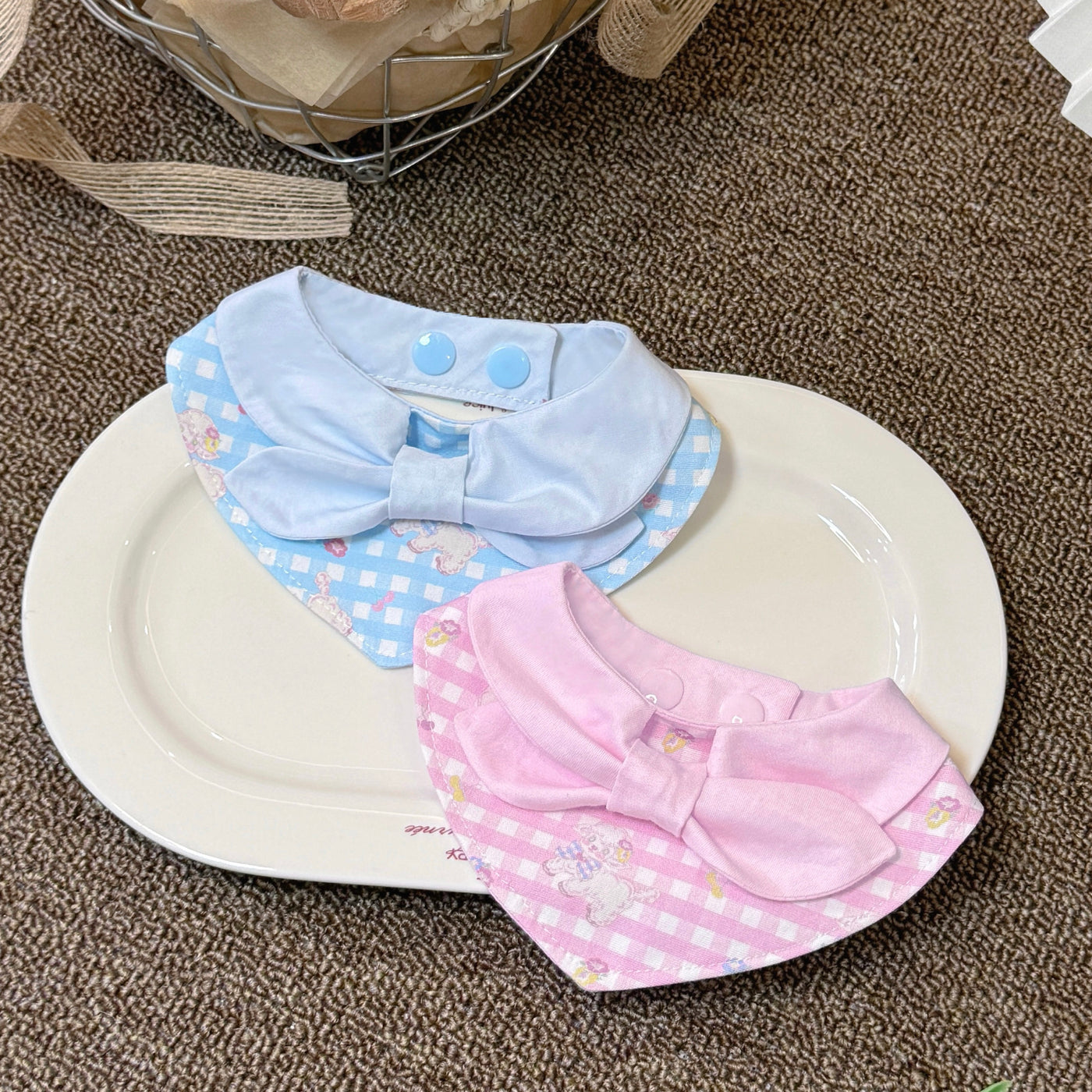 Plaid Bow‑Style Pet Bandana