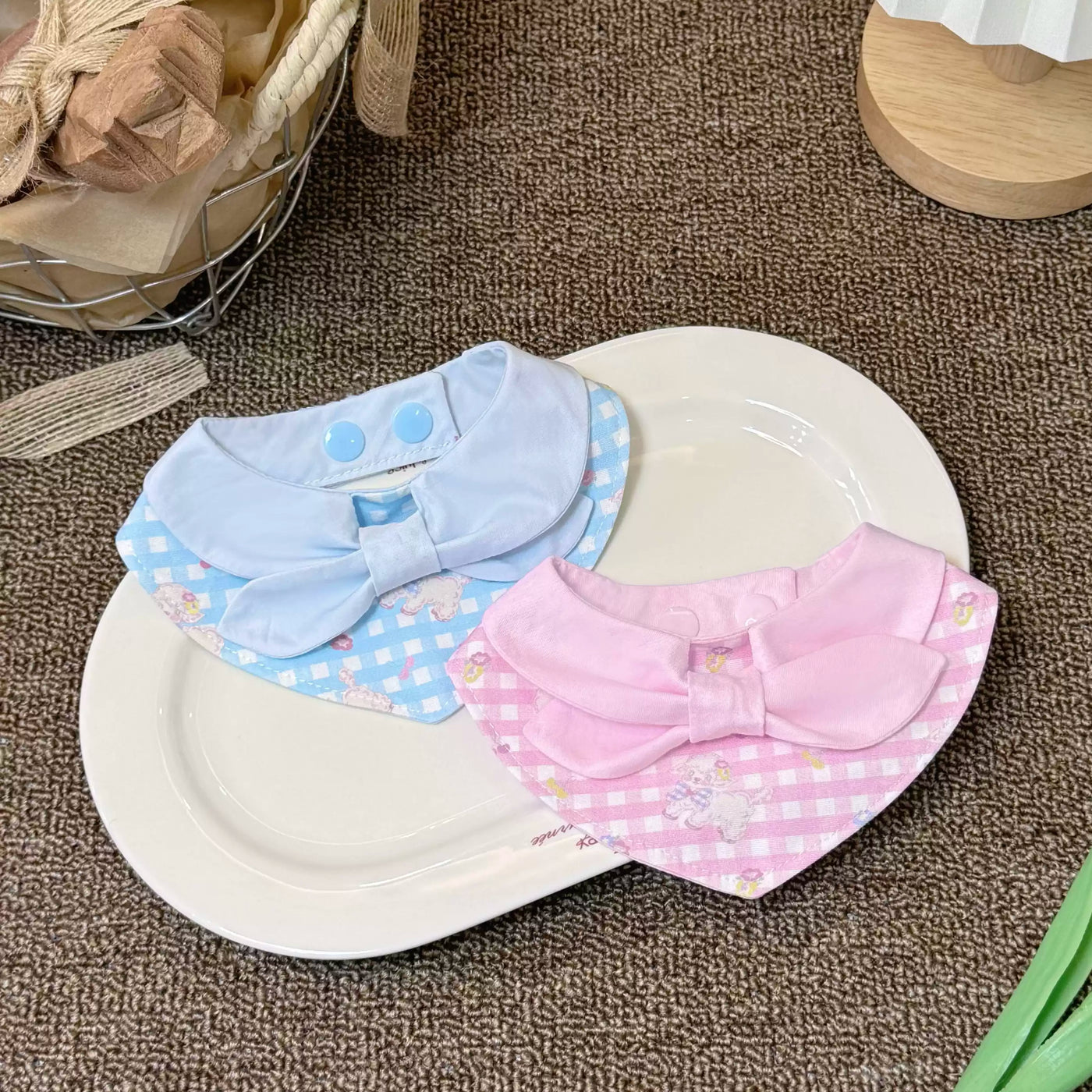 Plaid Bow‑Style Pet Bandana