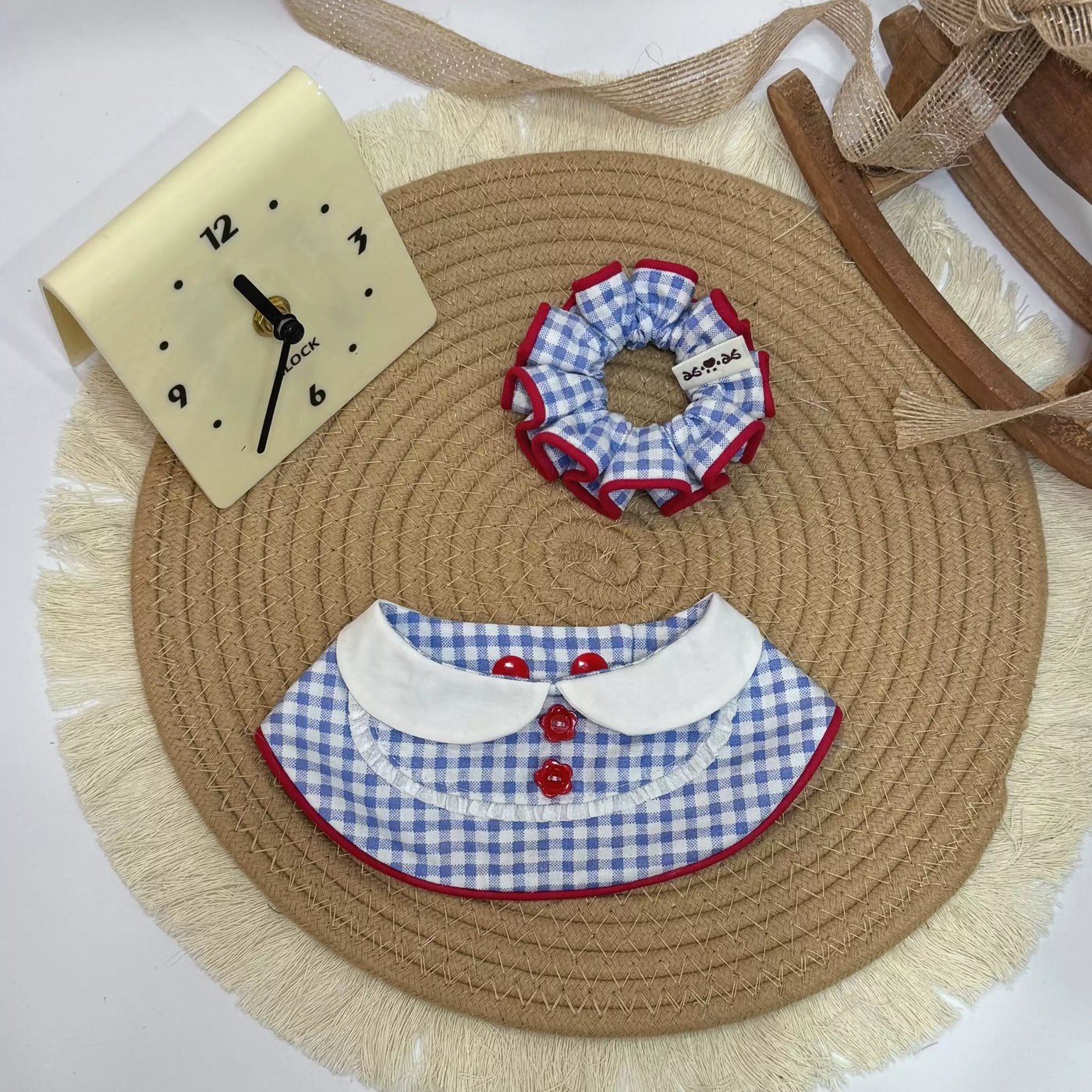 Plaid Pet Bandana Bib Set