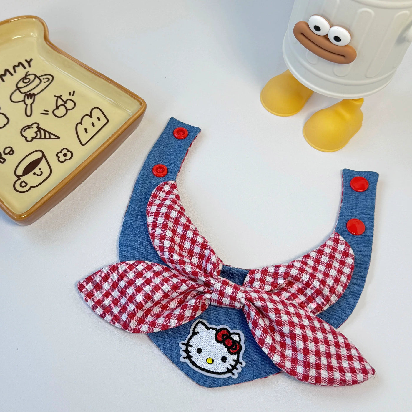 Denim Kitty Bow‑Tie Pet Bandana