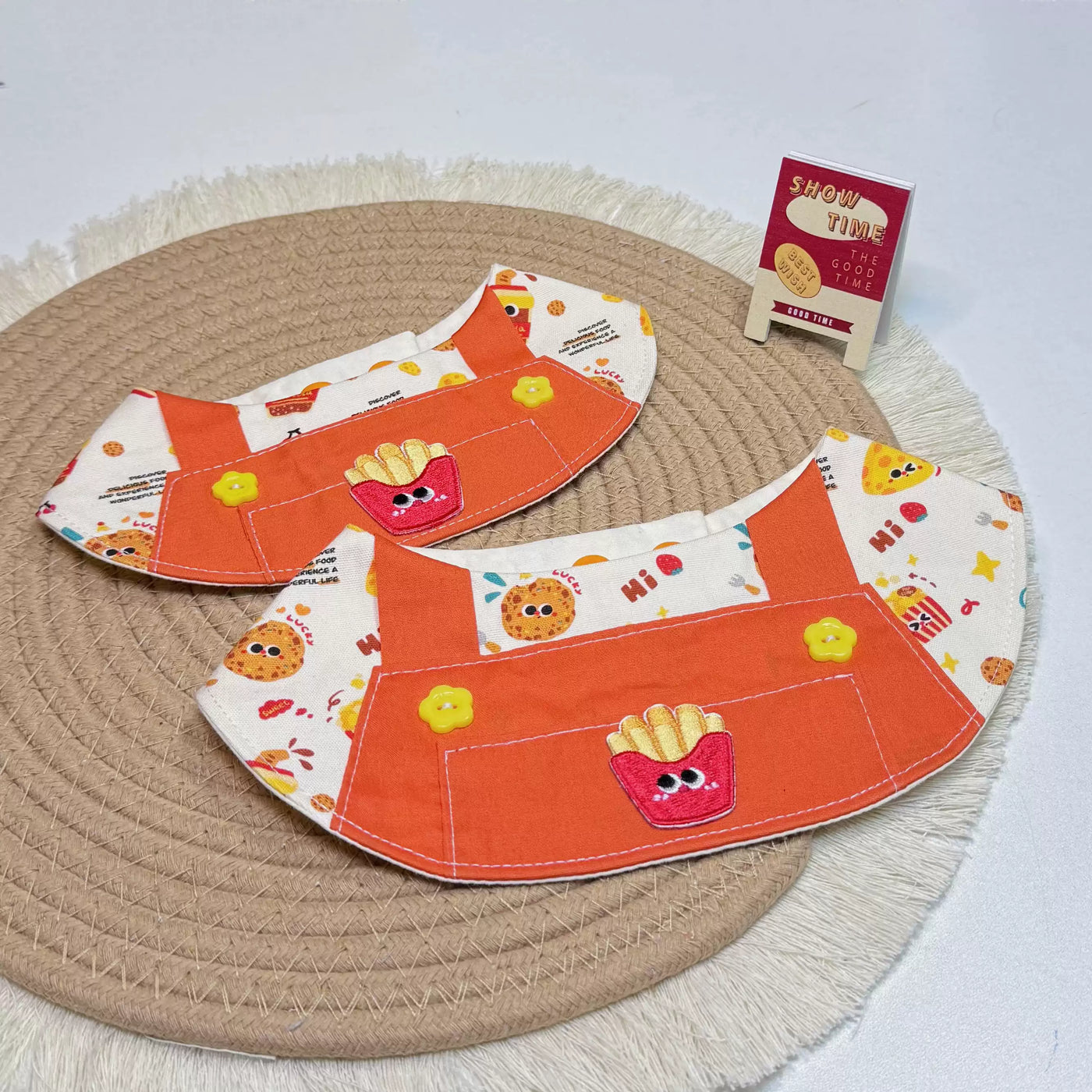 Fries‑Print Orange Pet Bandana