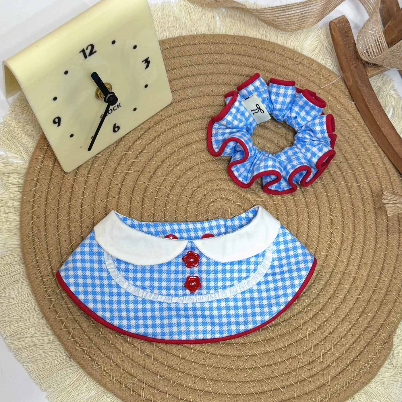 Plaid Pet Bandana Bib Set